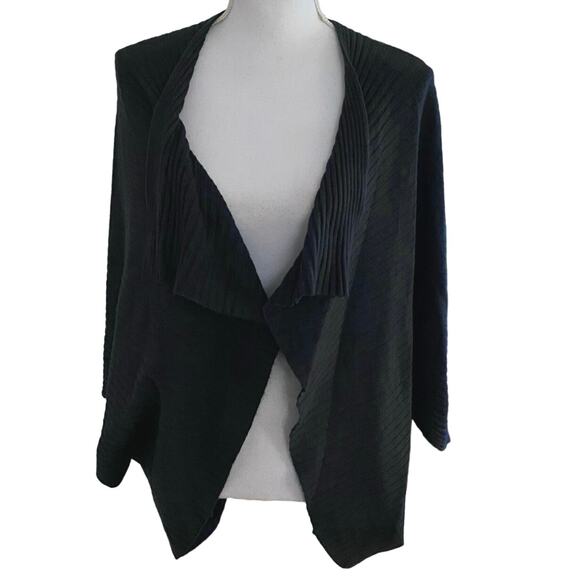 Pure + & Good One Size Cocoon Wrap Cardigan Sweater Ribbed Charcoal Grey Gray - Picture 1 of 4
